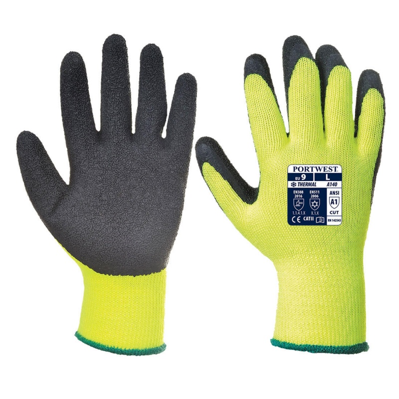 Portwest Thermal Grip Black and Yellow Gloves A140BK