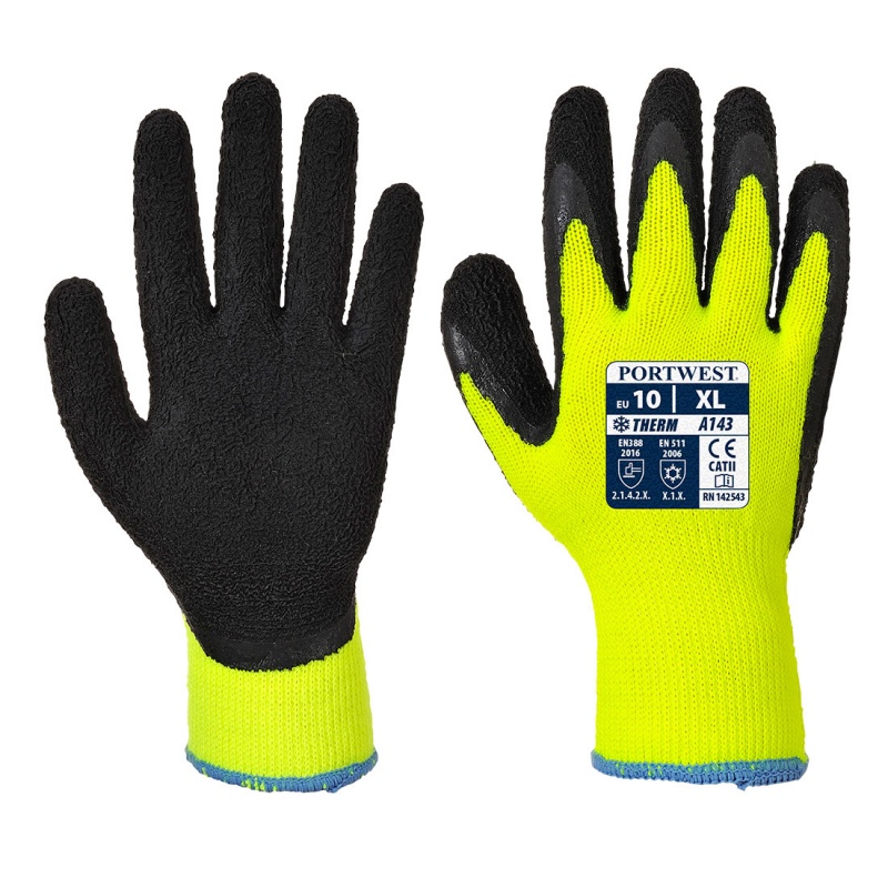 Portwest Thermal Soft Grip Yellow and Black Gloves A143Y8
