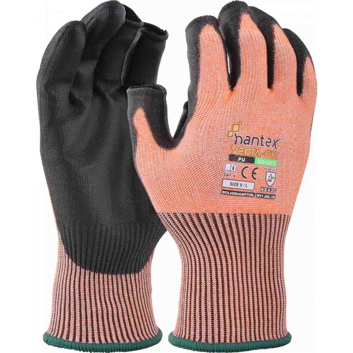 UCi Hantex Vecta-12 Touchscreen 3 Fingerless Gloves (Orange)