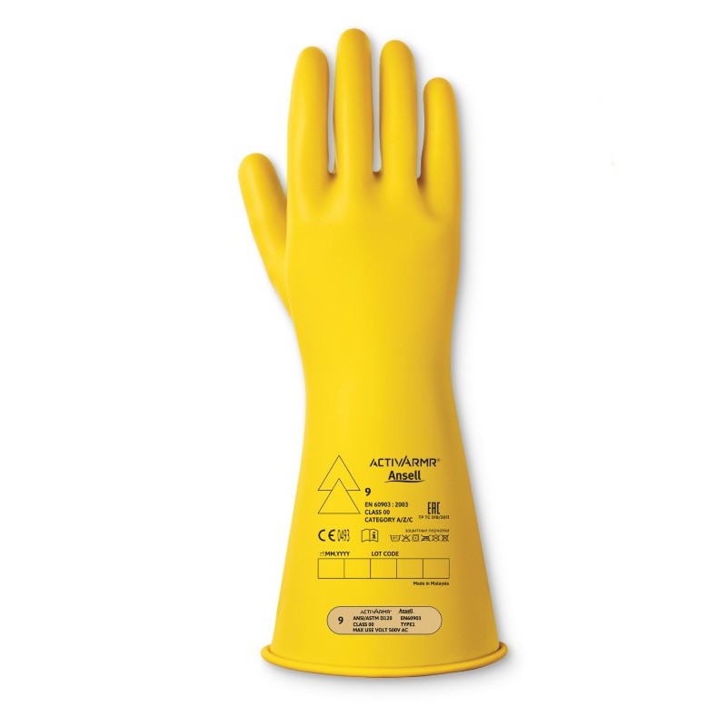 Ansell ActivArmr RIG0014Y Class 00 Electrical Gloves (Yellow)