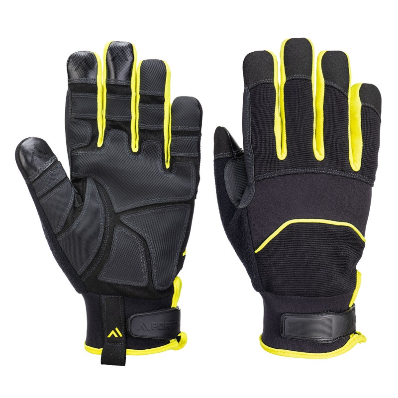 Portwest A792 Cut and Needle Resistant Safety Gloves (Black/Yellow)
