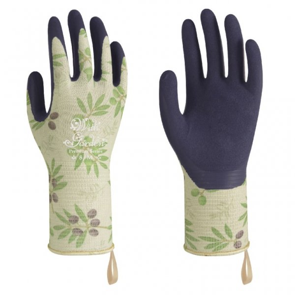 Towa TOW369 Olive-Patterned Latex-Coated Women's Gardening Gloves