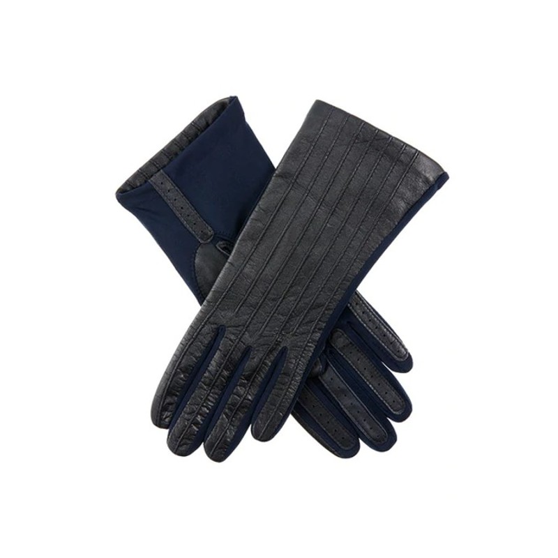 Dents Olivia Women's Navy Leather and Elastane Gloves