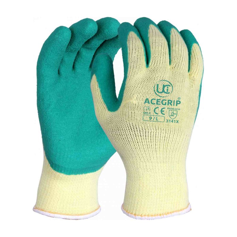 UCi AceGrip RP Crinkle Latex Palm Grip Gloves (Green)