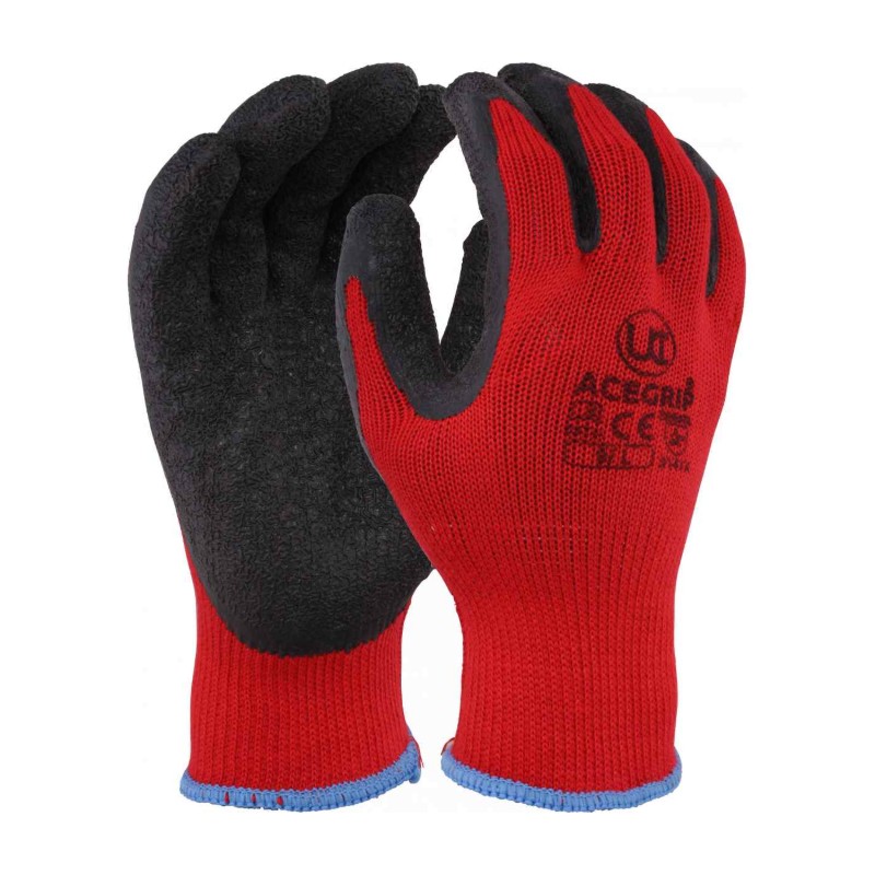 UCi AceGrip RP Crinkle Latex Palm Grip Gloves (Red)