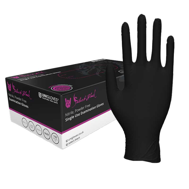 Unigloves Select Black Nitrile GT003 Tattoo Artist Gloves