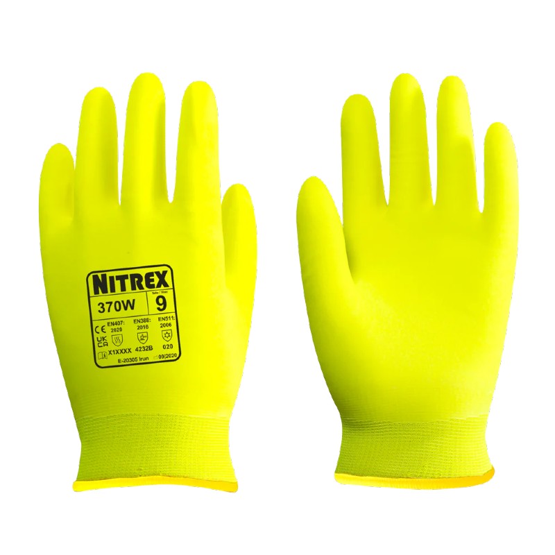 Unigloves Nitrex 370W Yellow Hi-Vis Thermal Heat-Resistant Safety Gloves