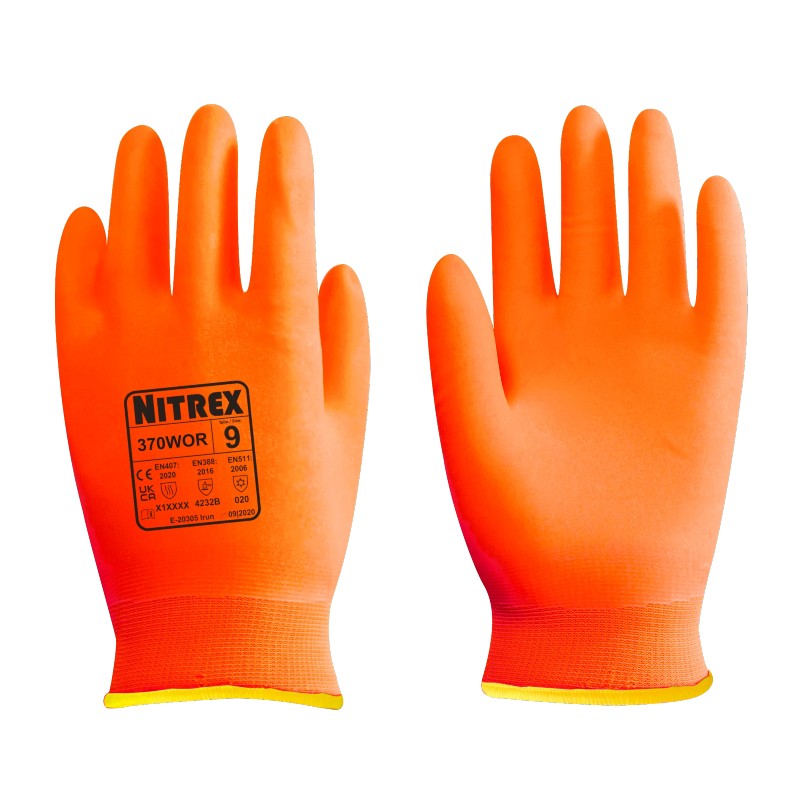 Unigloves Nitrex 370WOR Orange Hi-Vis Thermal Heat-Resistant Safety Gloves