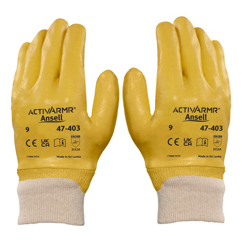 Ansell ActivArmr 47-403 Nitrile-Coated Cotton-Lined Utility Gloves (Previously N250Y)