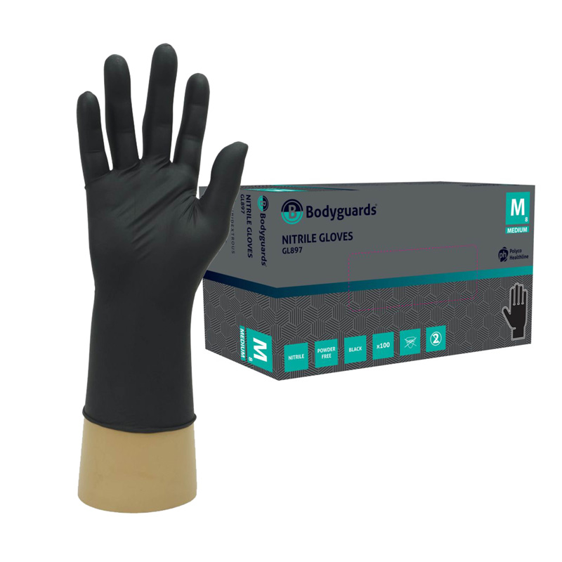 Polyco Bodyguards GL897 Black Nitrile Disposable Gloves