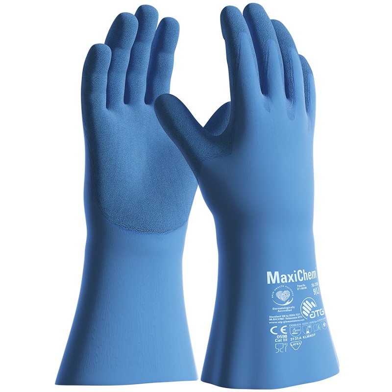 MaxiChem 76-730 Chemical Resistant Gauntlets (Blue)