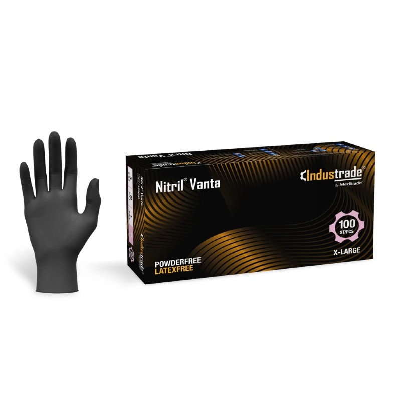 Meditrade Nitril Vanta Black Nitrile Disposable Grip Gloves (Box of 100)