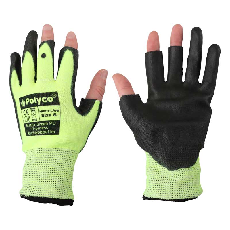 Polyco Matrix Green PU Fingerless Gloves MGP-FL