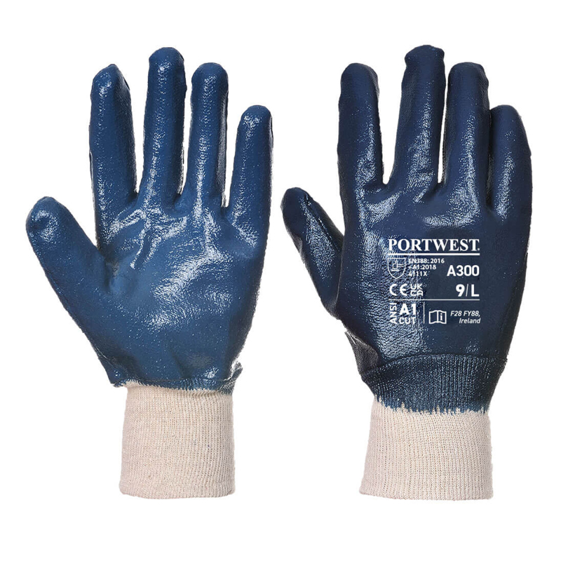 Portwest Nitrile Knitwrist Handling Gloves A300