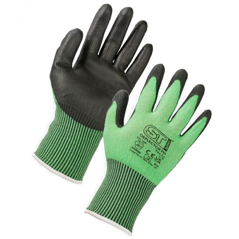 Supertouch Deflector PD Cut-Resistant PU-Coated Gloves (Green)