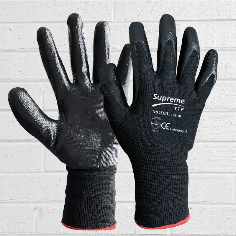 Supreme TTF 103BB Black Nitrile-Coated Handling Gloves