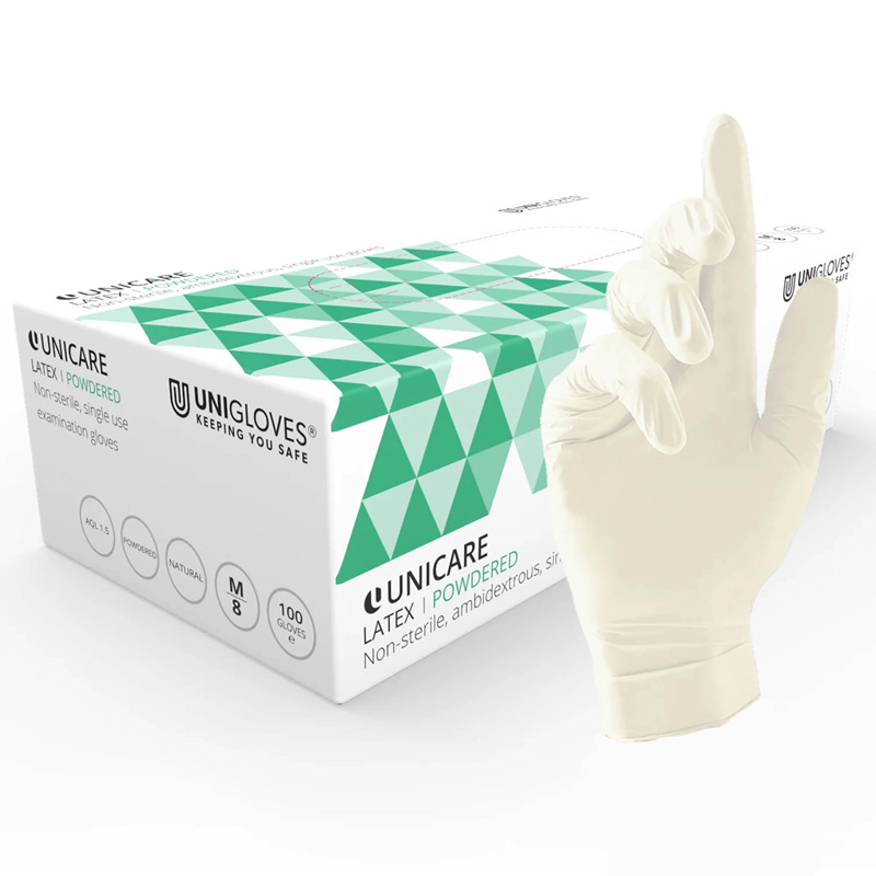 Unigloves Unicare GS002 Latex Powdered Disposable Examination Gloves (Box of 100)